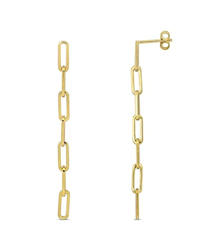 Italian Gold 14k  Paperclip Link Drop Earrings