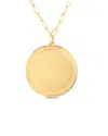 Italian Gold Paperclip Links Round Tag Necklace