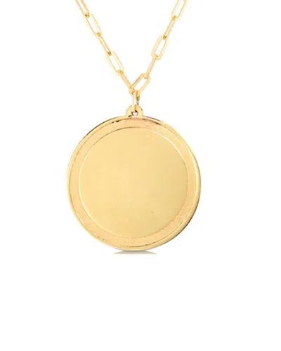 Italian Gold Paperclip Links Round Tag Necklace