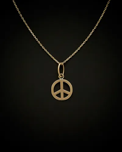 Italian Gold Peace Sign Adjustable Necklace