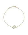 Italian Gold 14k  Pearl Clover Bracelet In Gold