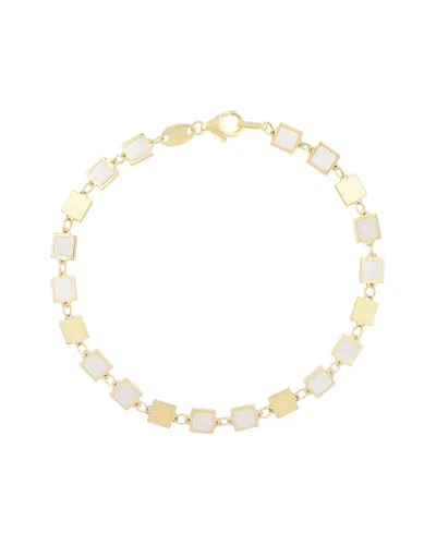 Italian Gold 14k  Pearl Disc Bracelet