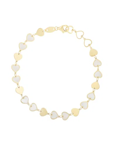Italian Gold 14k  Pearl Heart Bracelet