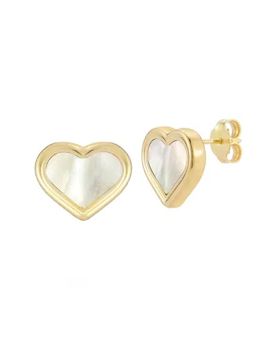 Italian Gold 14k  Pearl Heart Studs