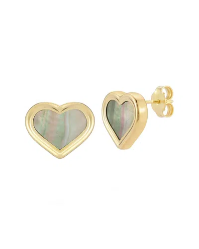 Italian Gold 14k  Pearl Heart Studs