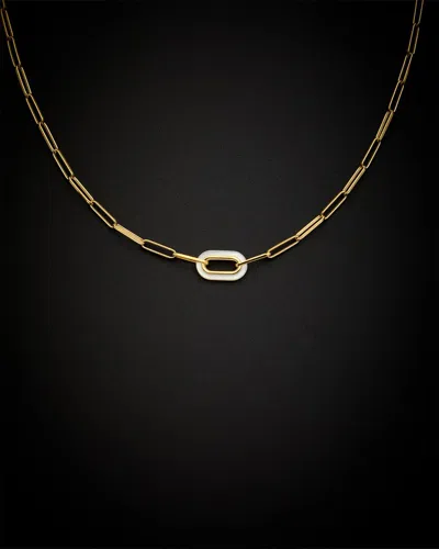 Italian Gold 14k  Pearl Paperclip Chain Necklace