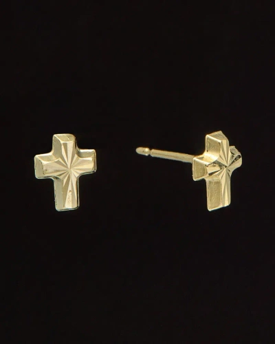Italian Gold 14k  Petite Cross Studs