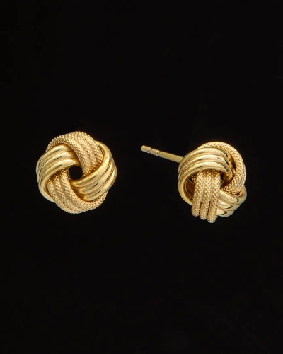 Italian Gold 14k  Polished & Textured Triple Love Knot Earrings In Neutral