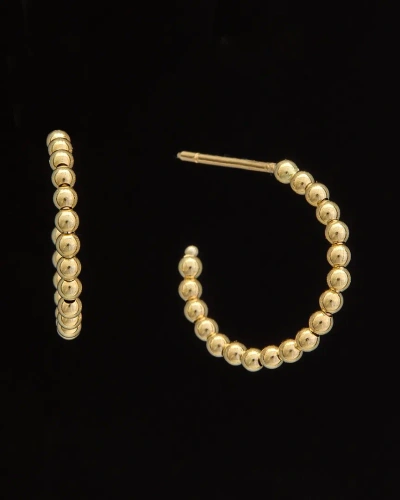 Italian Gold 14k  Polished Beaded Hoops