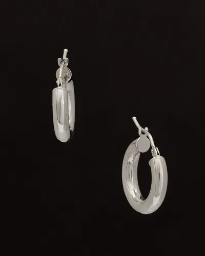 Italian Gold 14k  Polished Hoops In White