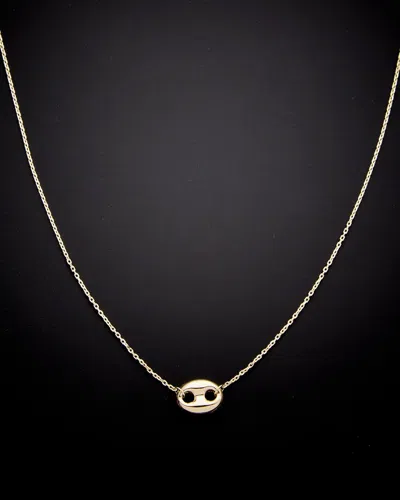 Italian Gold Puffed Mariner Link Pendant Necklace