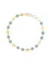 Italian Gold 14k  Reconstructed Turquoise Disc Bracelet