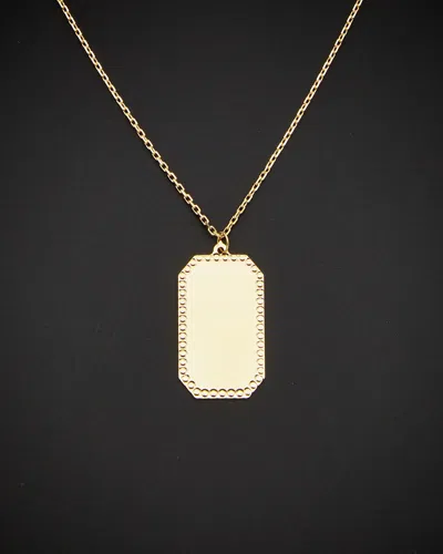 Italian Gold Rectangular Border Plaque Pendant Adjustable Length Necklace