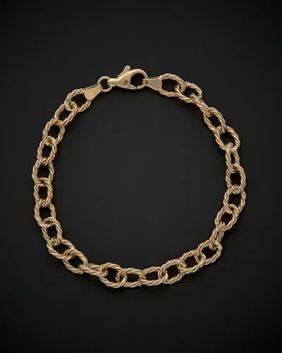 Italian Gold Ribbed Rolo Link Bracelet