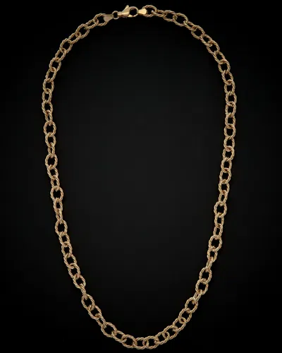 Italian Gold Ribbed Rolo Link Necklace
