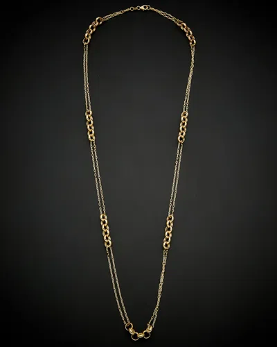 Italian Gold Rolo Station Double Strand Necklace