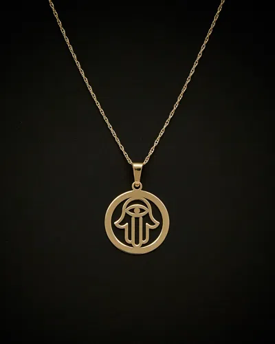 Italian Gold Round Hamsa Necklace