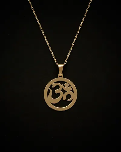 Italian Gold Round Sanskrit Om Necklace