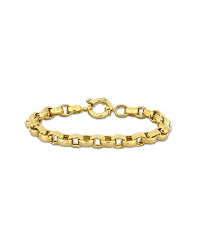 Italian Gold 14k  Rounded Link Chain Bracelet In Burgundy