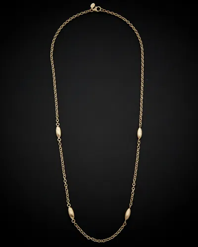 Italian Gold Satin Oval Bead Station Necklace