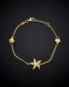 Italian Gold 14k  Seashell & Starfish Station Bracelet