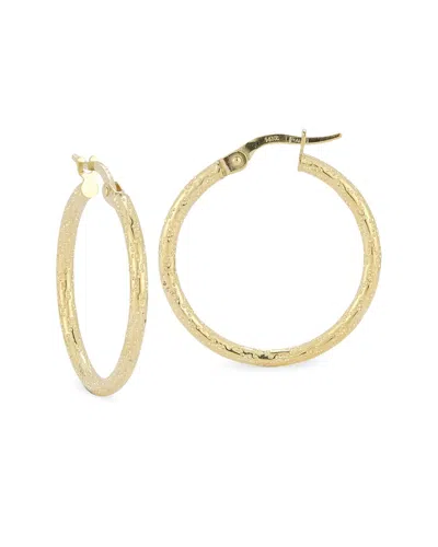 Italian Gold 14k  Small Hammered Hoops In Brown