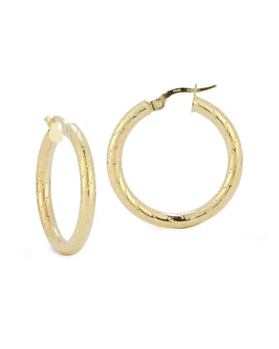Italian Gold Bold Thick Quilted Medium Hoops In Gold