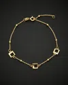 Italian Gold 14k  Square & Bead Station Adjustable Length Bracelet