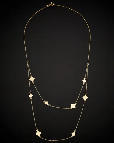 Italian Gold Square Station Layered Necklace