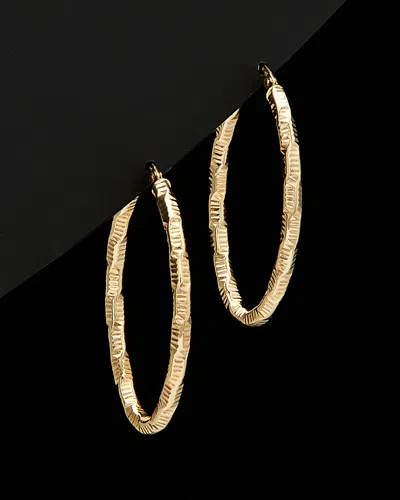 Italian Gold Textured Oval Hoops In Gold