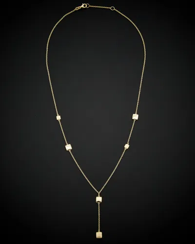 Italian Gold Textured Squares Lariat Necklace