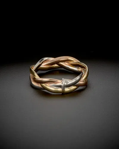 Italian Gold Tri-tone Braided Ring In Gold