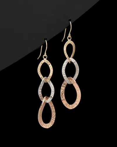 Italian Gold Tri-tone Graduated Oval Drop Earrings