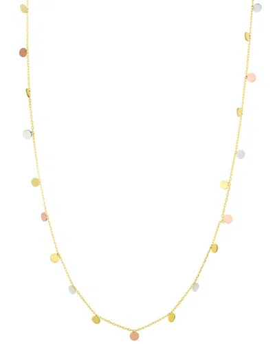 Italian Gold Tri-tone Mini Disc Dangle Necklace