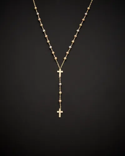 Italian Gold 14k  Tri-tone Rosary Necklace In Nocolor