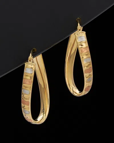 Italian Gold Tri-tone Scalloped Oval Hoops