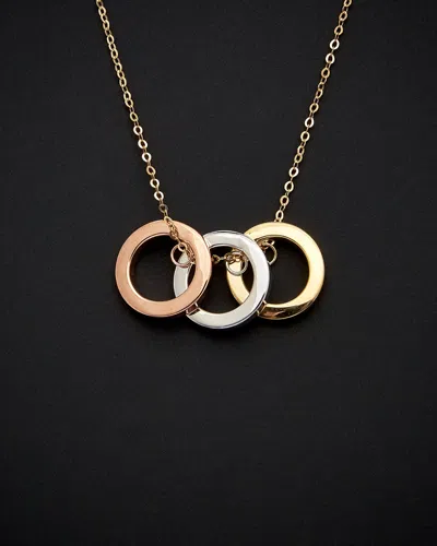 Italian Gold Tri-tone Triple Ring Necklace