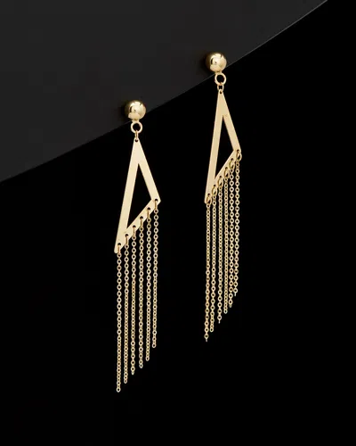 Italian Gold Triangle Tassel Drop Earrings