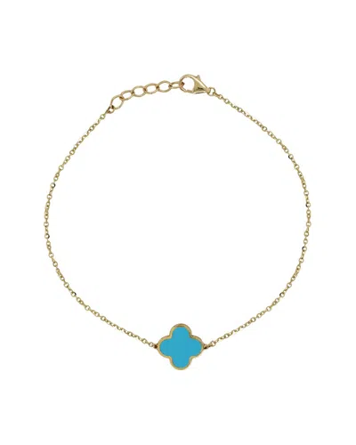 Italian Gold 14k  Turquoise Clover Bracelet In Multi