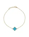 Italian Gold 14k  Turquoise Clover Bracelet