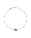 Italian Gold 14k  Turquoise Clover Bracelet