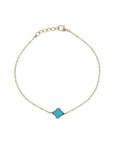 ITALIAN GOLD 14K ITALIAN GOLD TURQUOISE CLOVER BRACELET