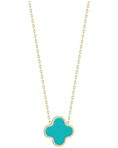 Italian Gold Turquoise Clover Necklace
