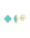 Italian Gold 14k  Turquoise Clover Studs