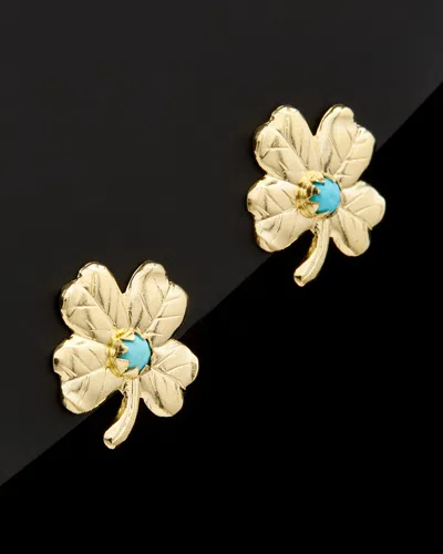 Italian Gold Turquoise Flower Earrings