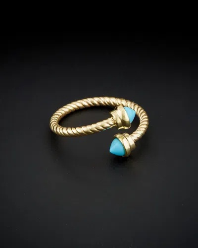 Italian Gold Turquoise Rope Bypass Ring