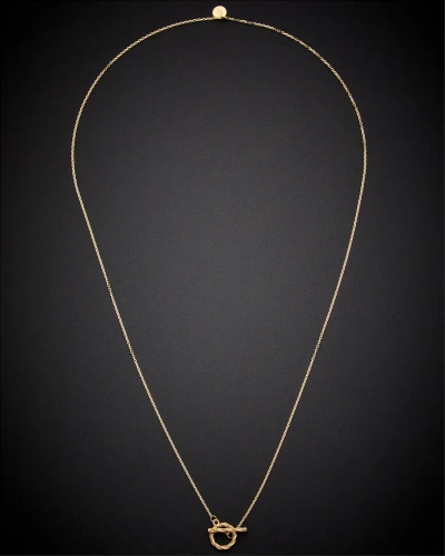 Italian Gold 14k  Twist Toggle Lariat Necklace In Metallic