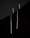 Italian Gold 14k  Twisted & Polished Bar Front-back Earrings