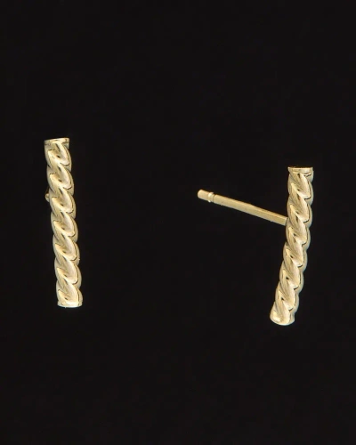 Italian Gold 14k  Twisted Bar Studs In Metallic