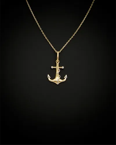 Italian Gold Two-tone Anchor Adjustable Necklace